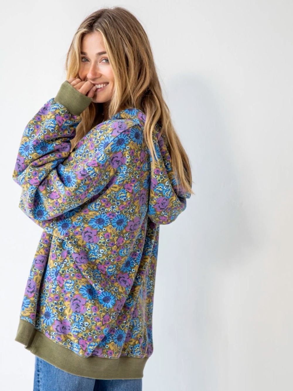 Natural Life Bohemian Oversized Floral Hoodie - Picture 9 of 14
